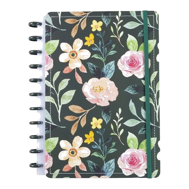 Caderno de disco com capa floral